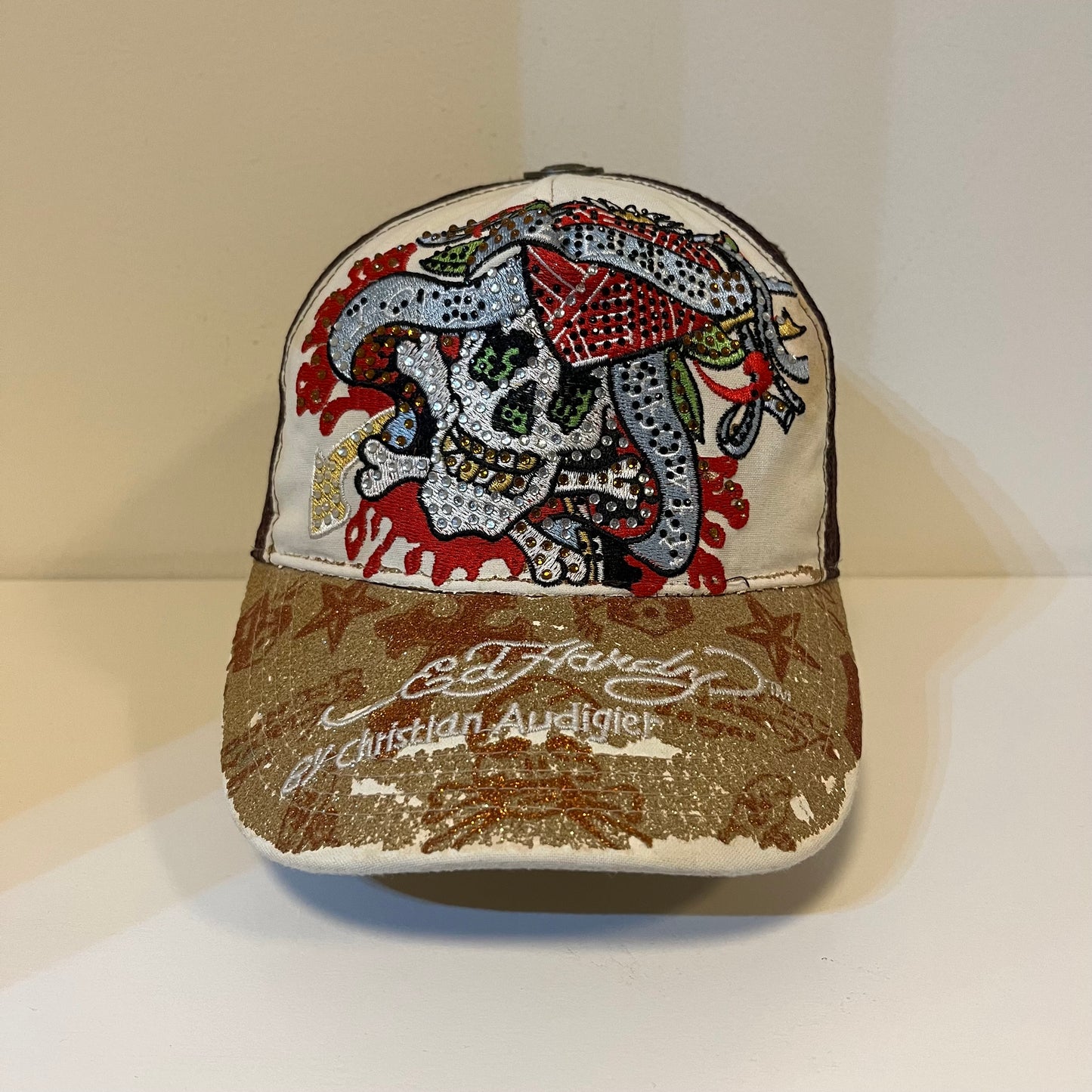 Y2K Ed Hardy Glitter Skull Hat