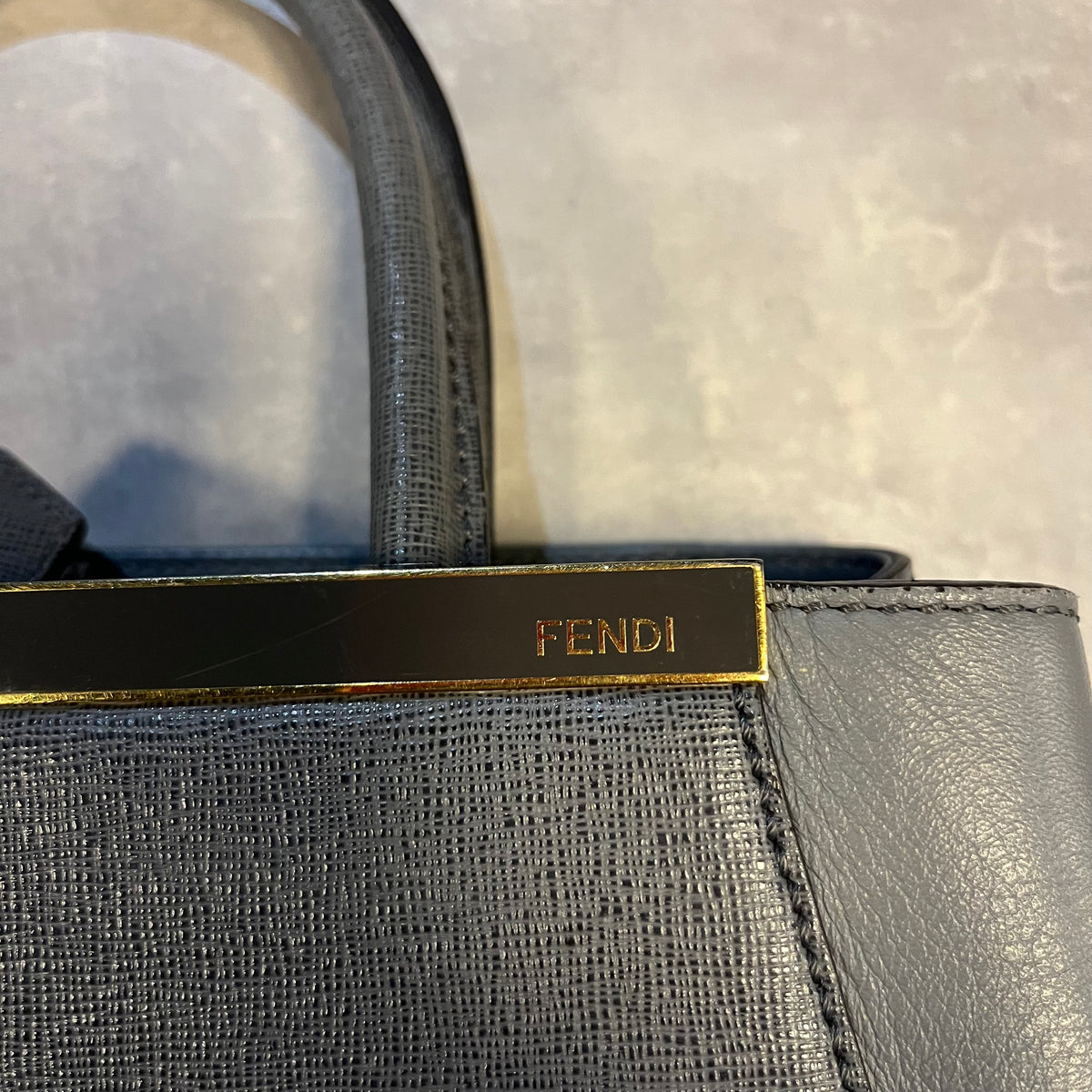FENDI Grey Leather Mini 2Jours Tote Bag