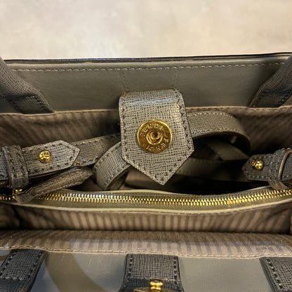 FENDI Grey Leather Mini 2Jours Tote Bag