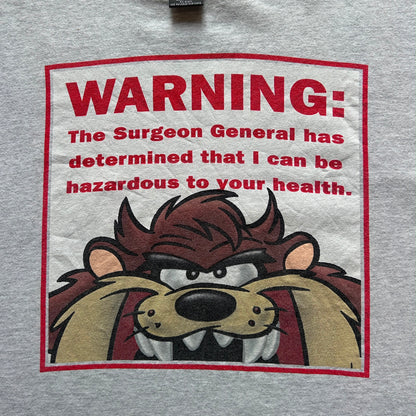 Vtg 1998 Warner Brothers Taz Warning Tee