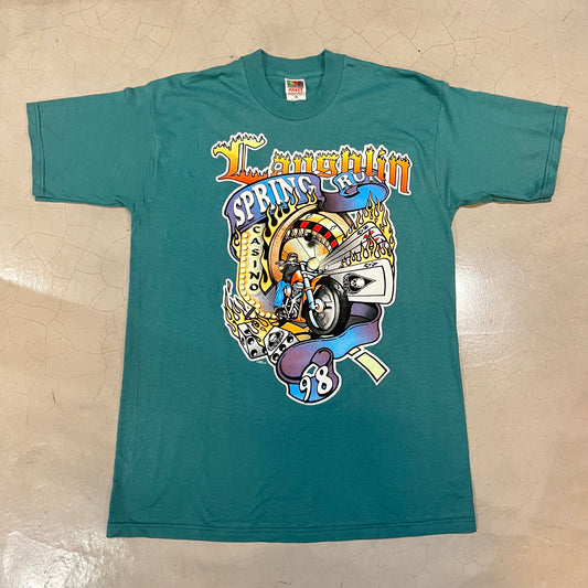 Vintage 1998 Laughlin Spring Run Biker Rally T-Shirt (Green)