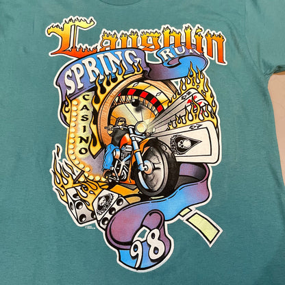 Vintage 1998 Laughlin Spring Run Biker Rally T-Shirt (Green)