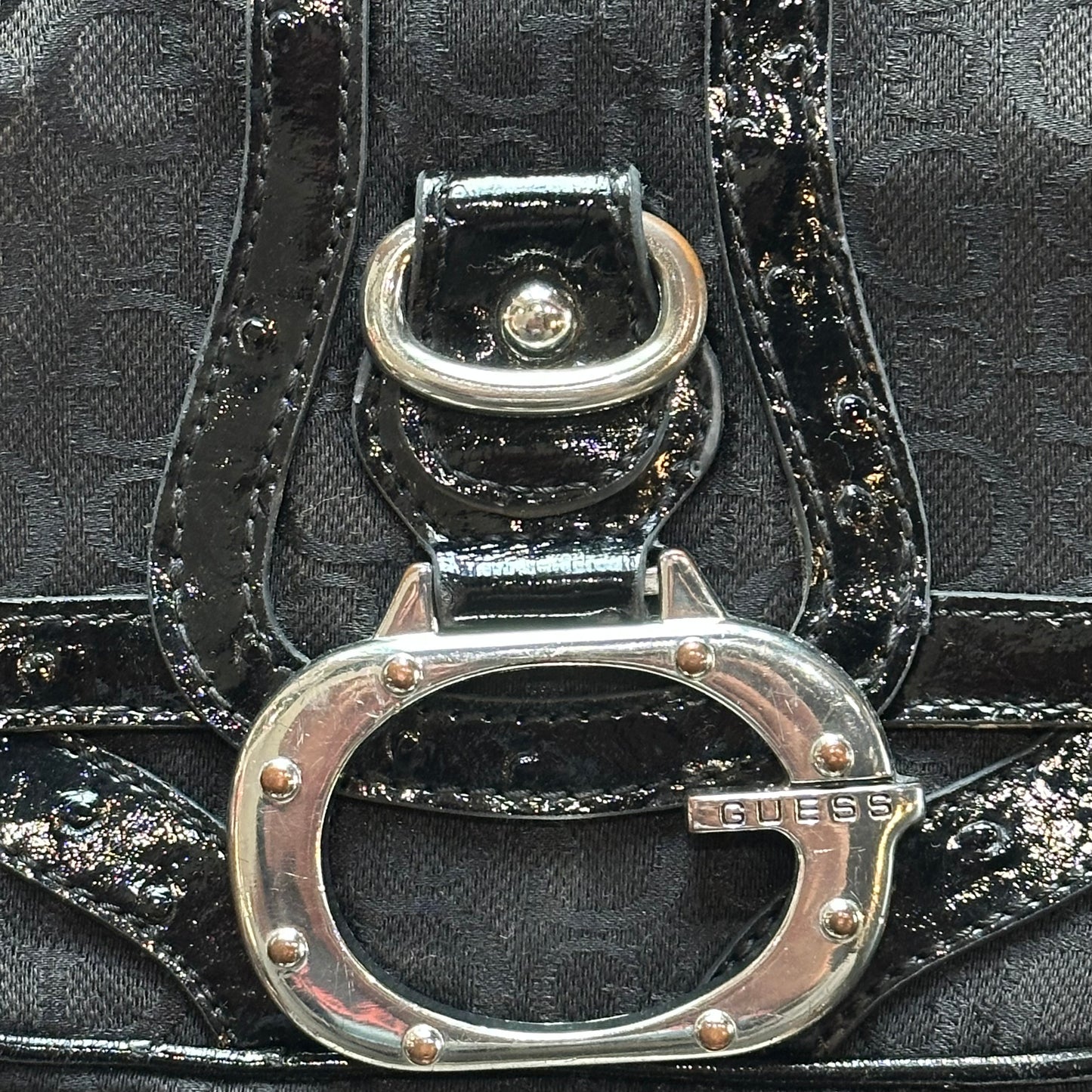 Vtg Guess Croc Black Handbag