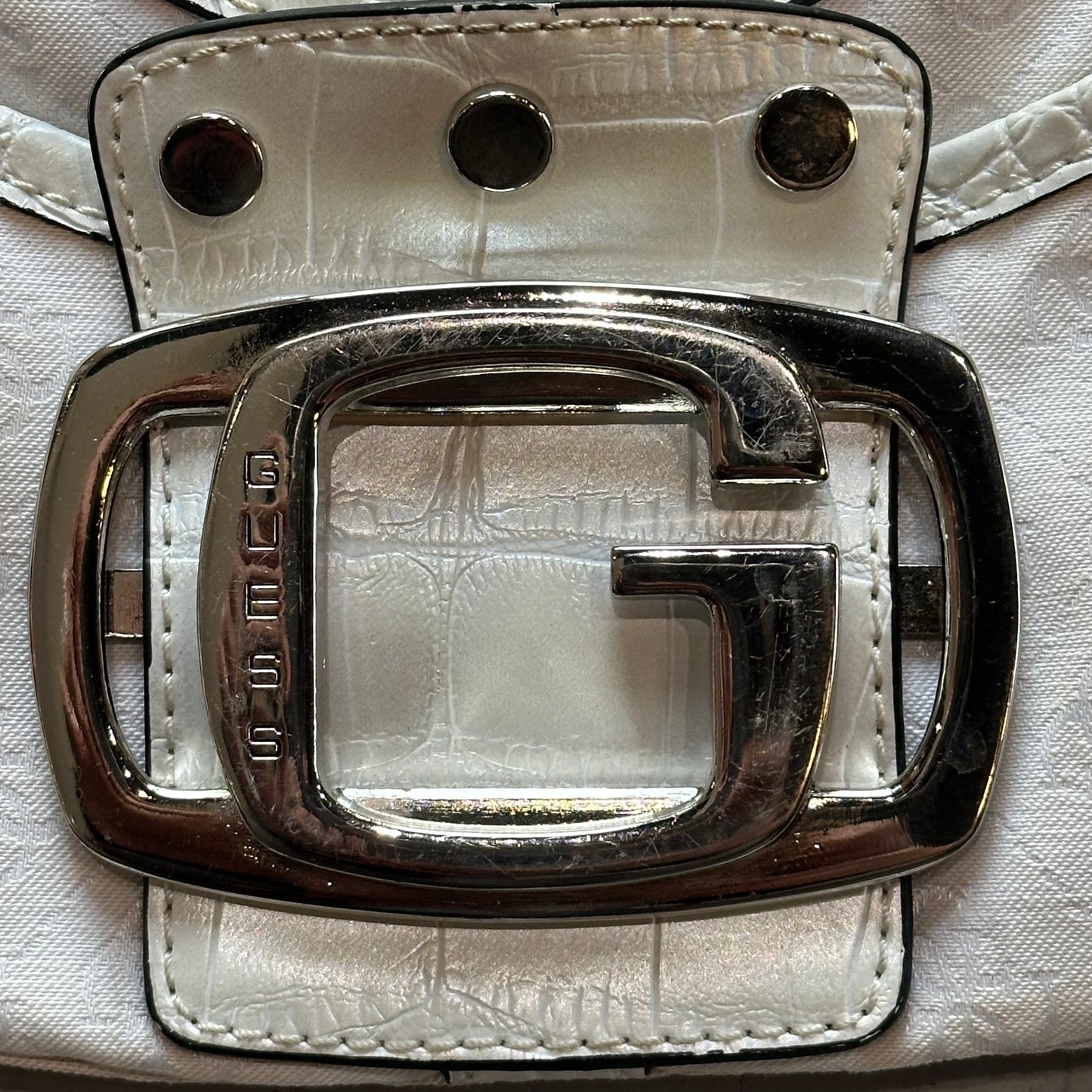 Vtg Guess White Handbag