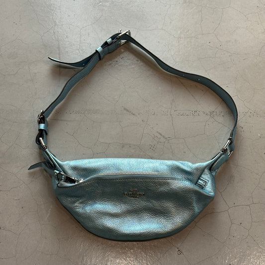 Coach Leather Metallic Blue Belt Bag