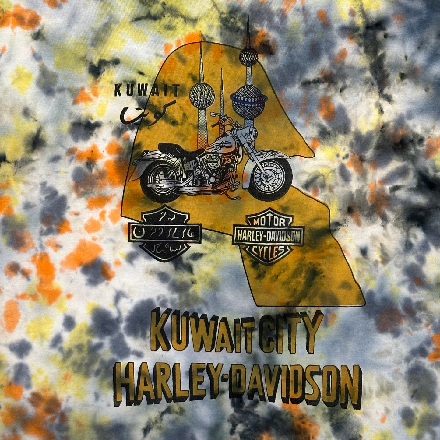 Vtg Harley Davidson Kuwait Tie Dye Tee