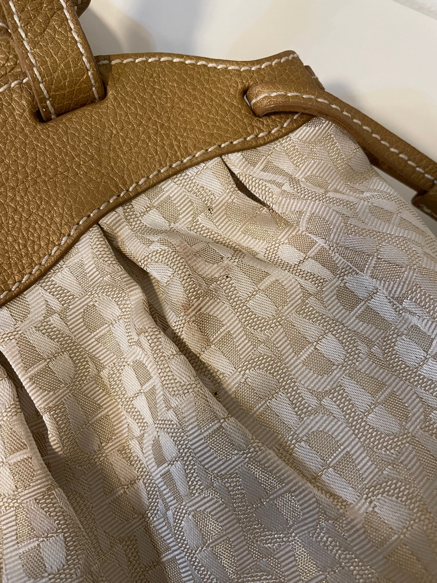 Vtg Aigner Monogram Beige Hobo Bag