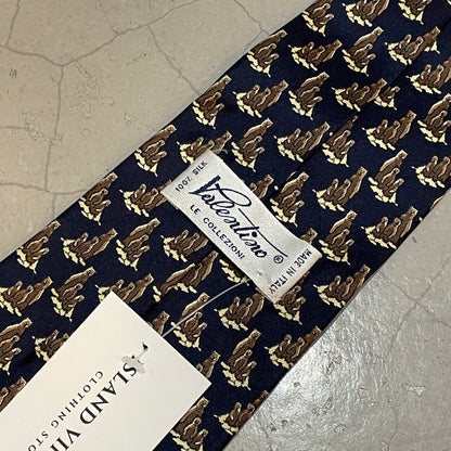Vtg Valentino Bear Silk Neck Tie