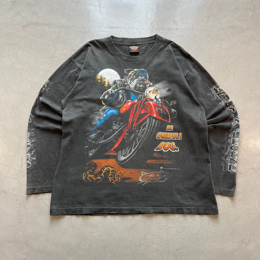 Vintage 1998 Biker Be Careful Dog Long Sleeve T-Shirt