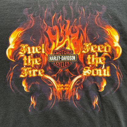 Vtg 2005 Flames Feed The Soul Qatar Harley Davidson T-Shirt