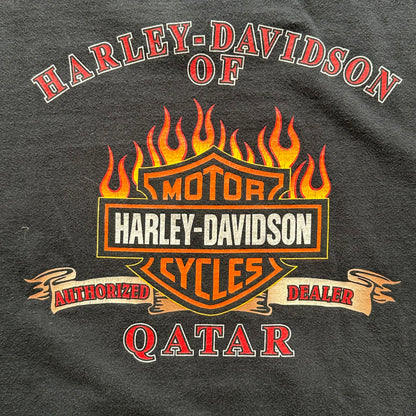 Vtg 2005 Flames Feed The Soul Qatar Harley Davidson T-Shirt