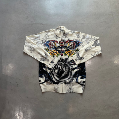 Christian Audigier Rhinestone Zip-Up Sweater