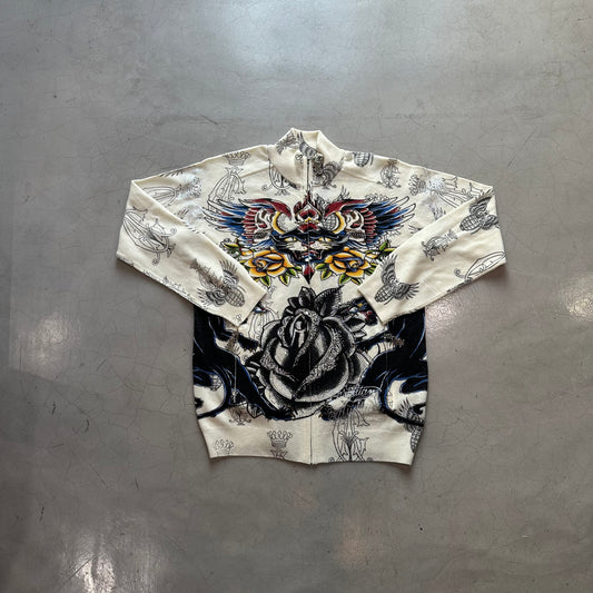 Christian Audigier Rhinestone Zip-Up Sweater