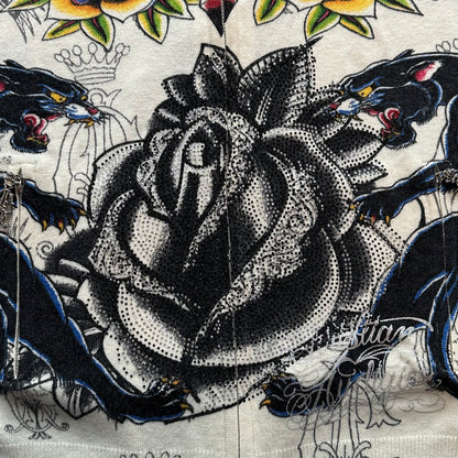 Christian Audigier Rhinestone Zip-Up Sweater