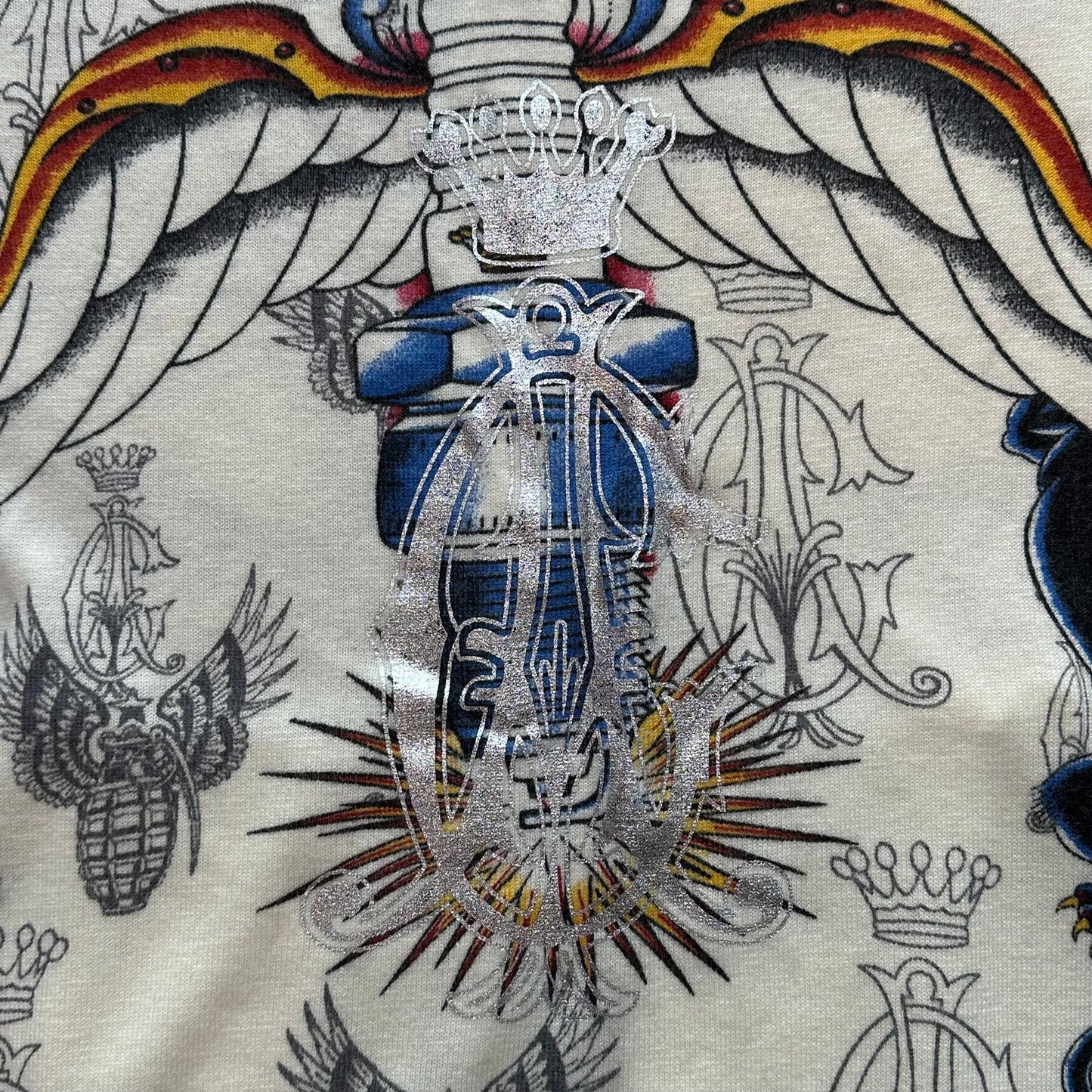 Christian Audigier Rhinestone Zip-Up Sweater
