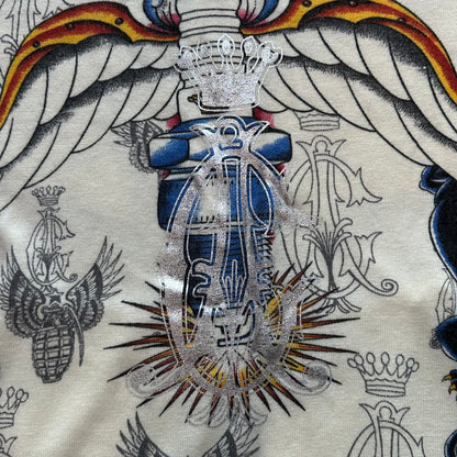 Christian Audigier Rhinestone Zip-Up Sweater