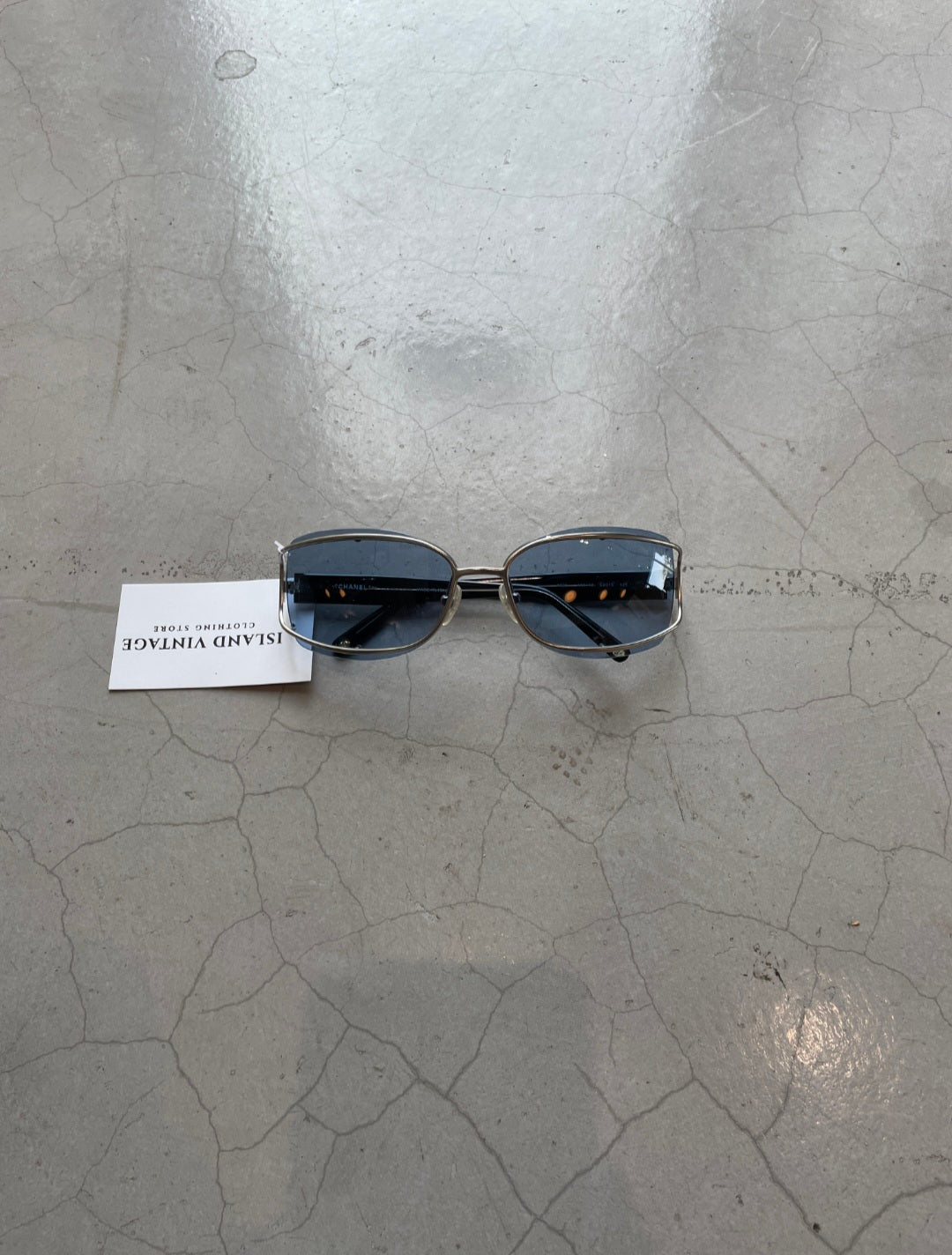 Vintage 90s Chanel Silver Blue Sunglasses
