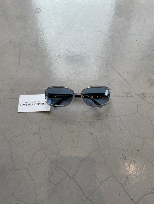 Vintage 90s Chanel Silver Blue Sunglasses