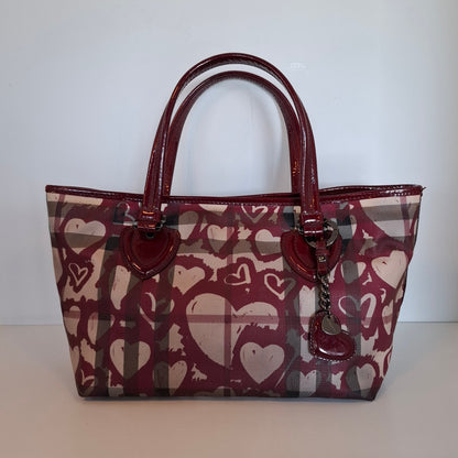 Burberry Nova Check Heart Burgundy Tote Bag