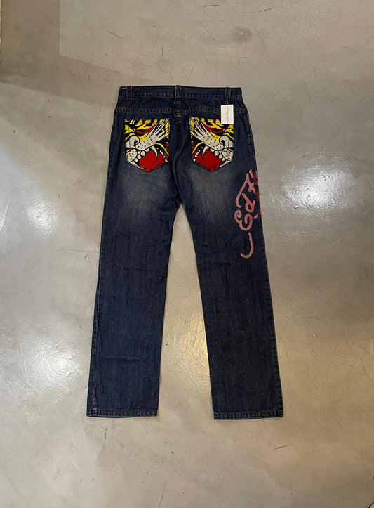 Ed Hardy Tiger Embroidered Jeans