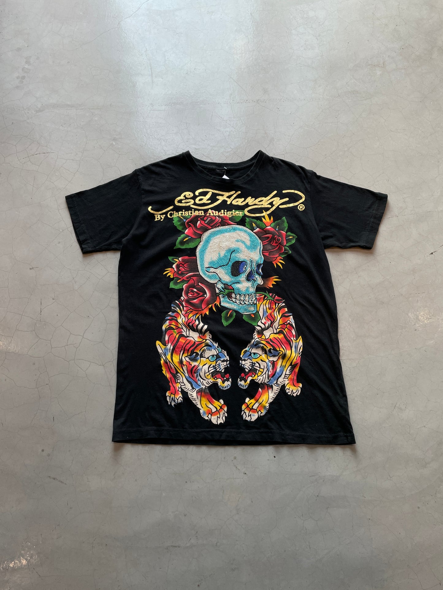 Y2K Ed Hardy Skull Tiger Tee