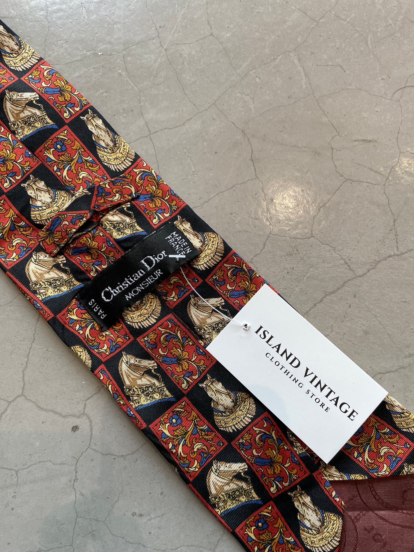 Vtg Christian Dior Equestrian Neck Tie