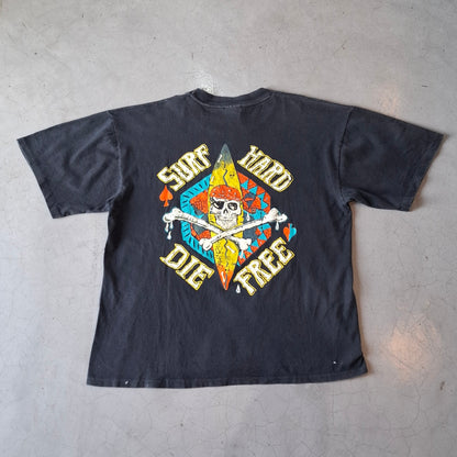 Vtg Surf Hard Die Free Tee