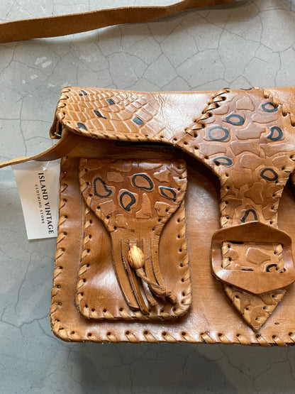 Vtg Leather Safari Bag