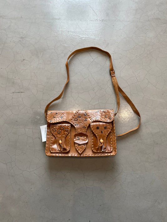 Vtg Leather Safari Bag