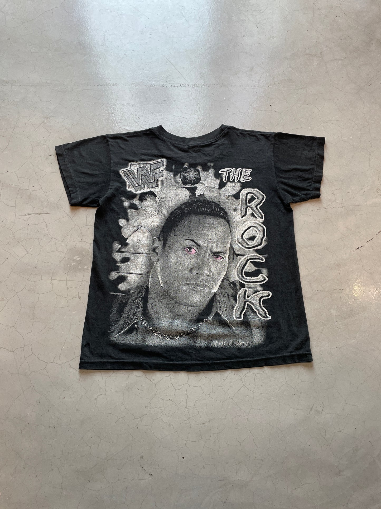 Vtg Bootleg WWF The Rock Rap Tee